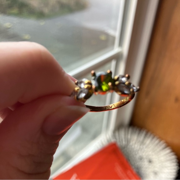 925 Green Stone Floral Gold Ring “Elfa” Peridot Emerald Olive Tourmaline Moss - Picture 10 of 16